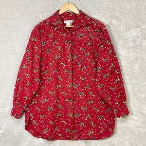 Vtg Banana Republic Equestrian 90’s Horse Button Front Shirt Womens L